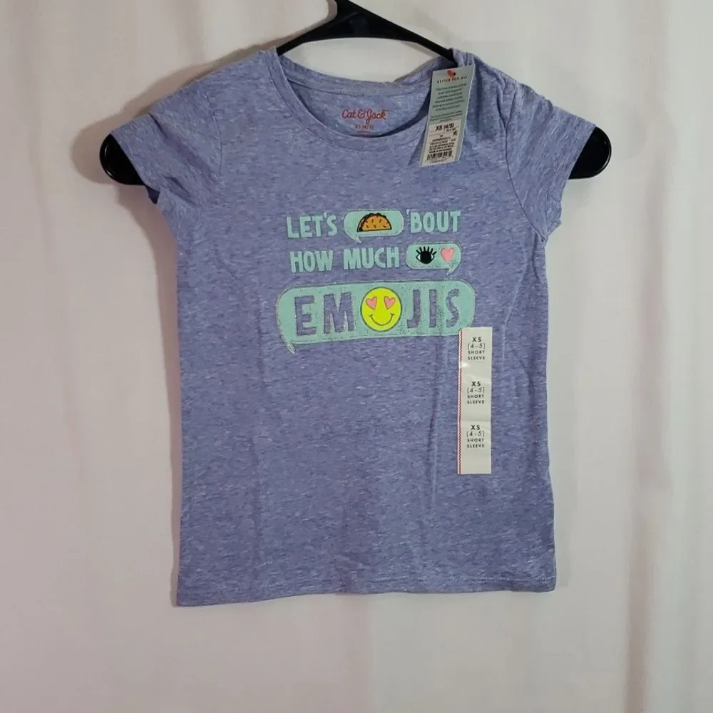 Cat and Jack Girls Emoji Shirt XS 4/5 (AE) - Picture 1 of 6